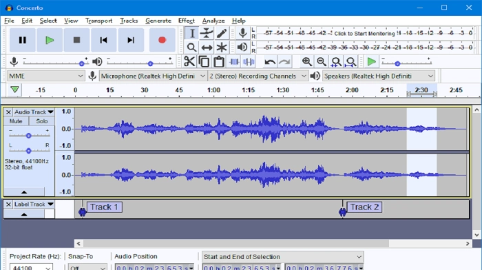 Audacity- Best for big audio projects